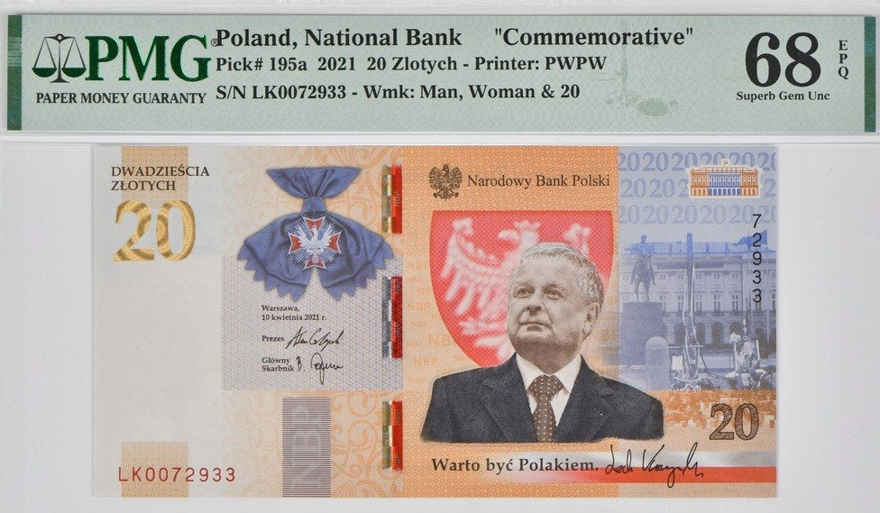 20 zł Lech Kaczyński - Warto być Polakiem - 2021 rok - PMG 68 EPQ