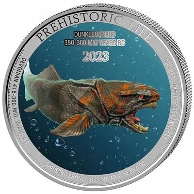 1 oz uncja - Prehistoric Life - Dunkleosteus 2023 - Kongo - kolor